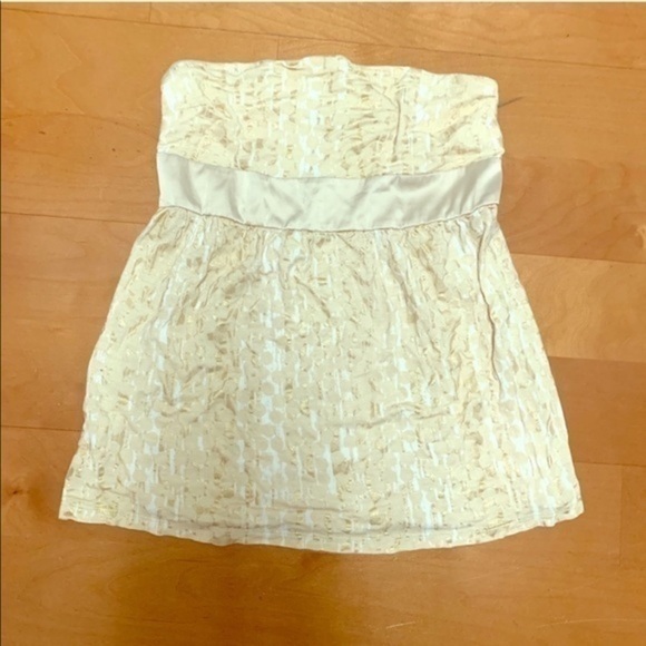 Express Tan and Gold Strapless Tube Top Small - Picture 1 of 8